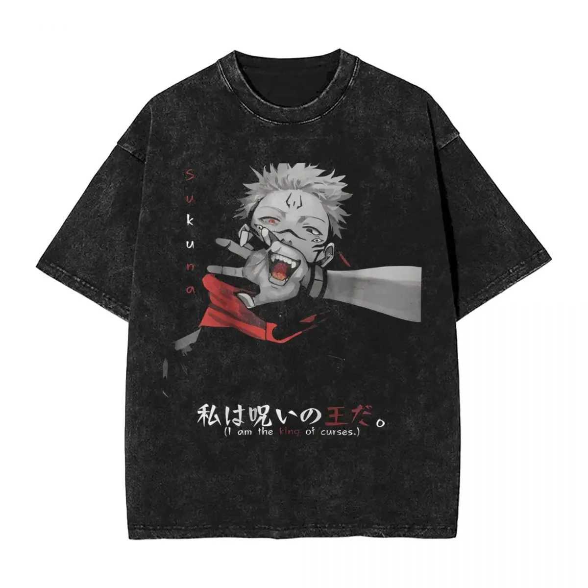 Anime Jujutsu Kaisen Gojo Satoru T Shirts Washed Men Women Cotton Harajuku T-Shirts Ryomen Skirts Retro for Men Women Tops Ts X250213