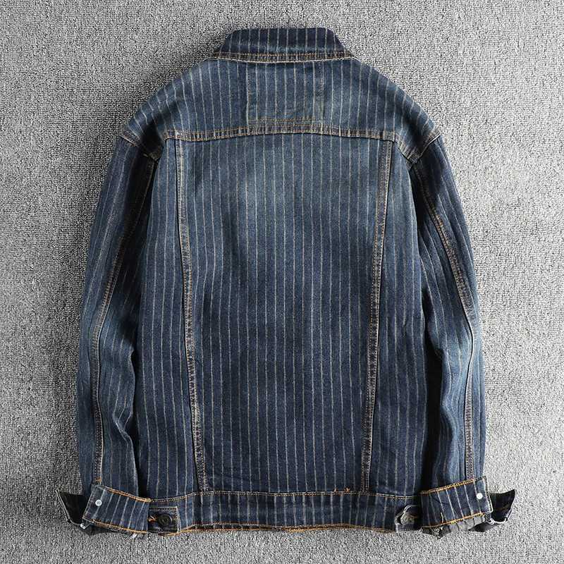 Autumn And Winter New American Retro Mens Striped Washed Old Casual Denim Jacket Fashion Loose Casual Coat X250213