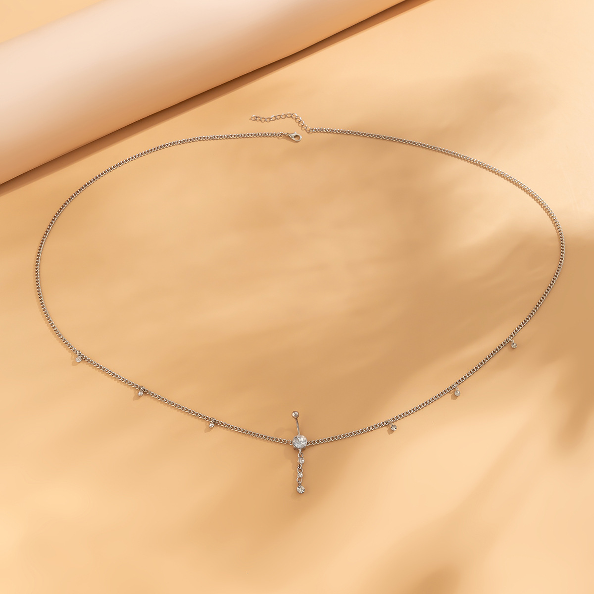 fashion Jewelry personality simple and fashionable micro inlay body sexy rhie tassel geometric designer waist chain