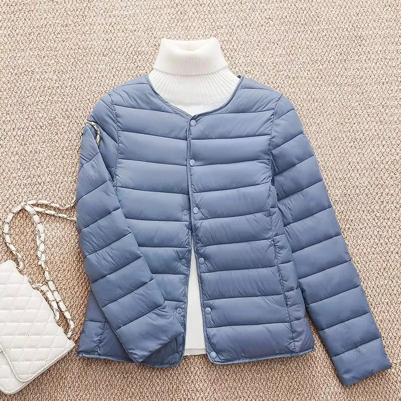 2025 New Winter Women Coat Ultralight Collarless Duck Down Jacket Portable Female Padded Parkas O-Neck Puffer Overcoat ddmymarket