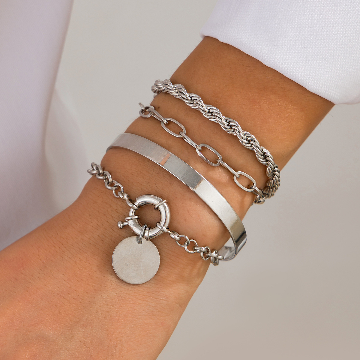 designer Personalized metallic round Bracelet set with layered style irregular bracelet, and fashion versatile