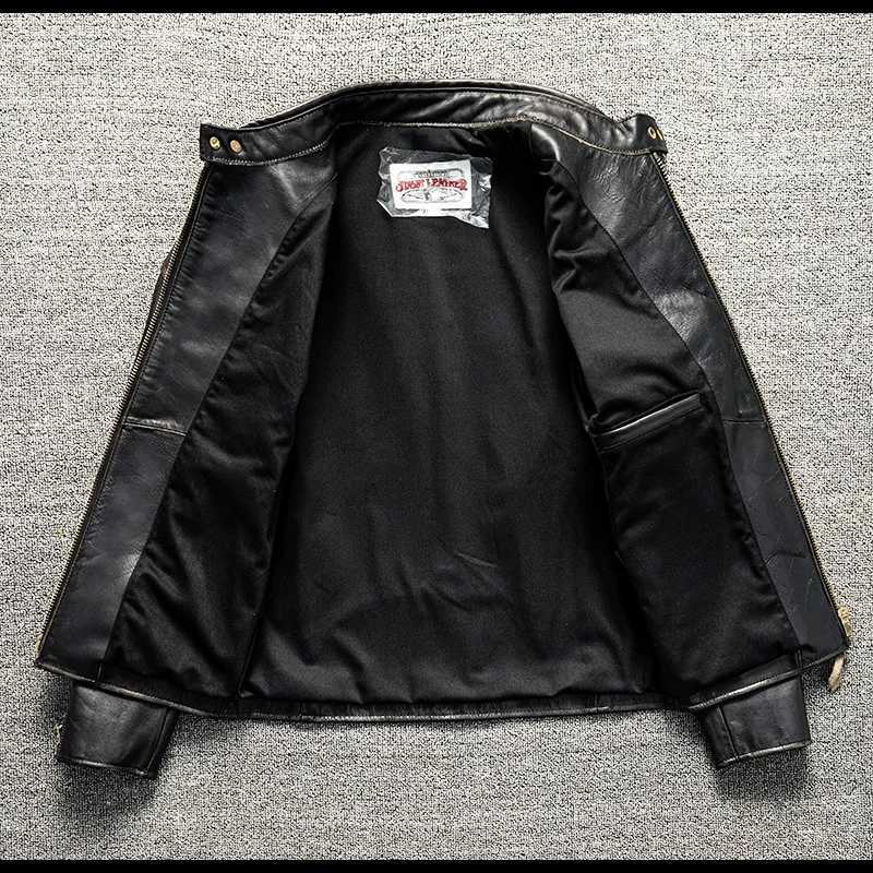 Retro Black Spring Leather Jacket Men Punk Style Plus Size 5XL Natural Horsehide Slim Fit Short Genuine Leather Coat X250213