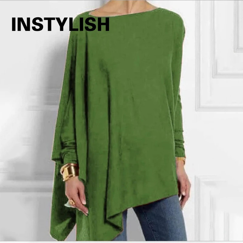 Cotton Irregular Womens Tops And Blouses Casual O Neck Long Sleeve Top Female Tunic Autumn Plus Size Women Blusas Shirts 250211