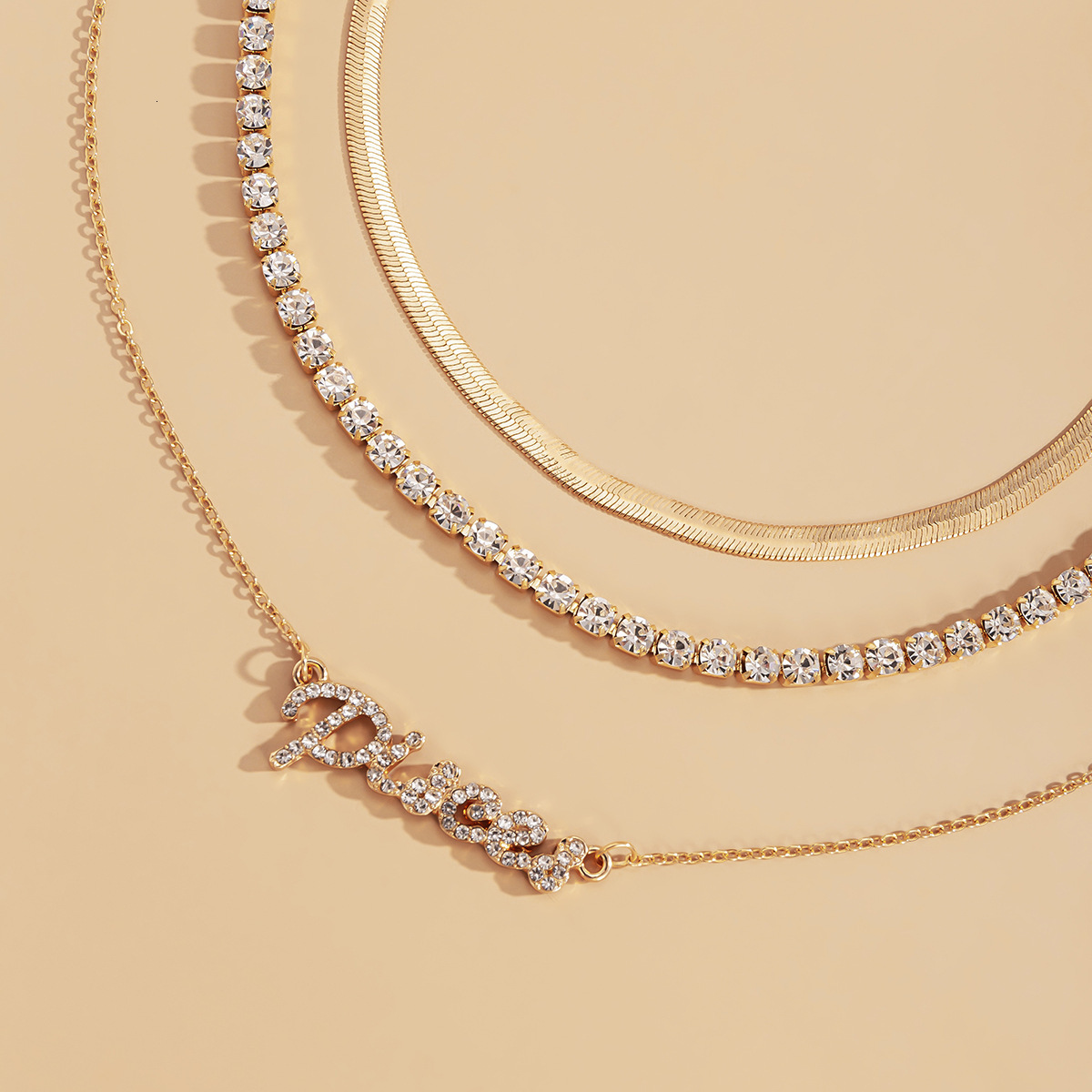 designer Woman Jewelry Simple Flat Snake Claw Chain Multi layered with Female Personality Dias Letter Pendant Necklace