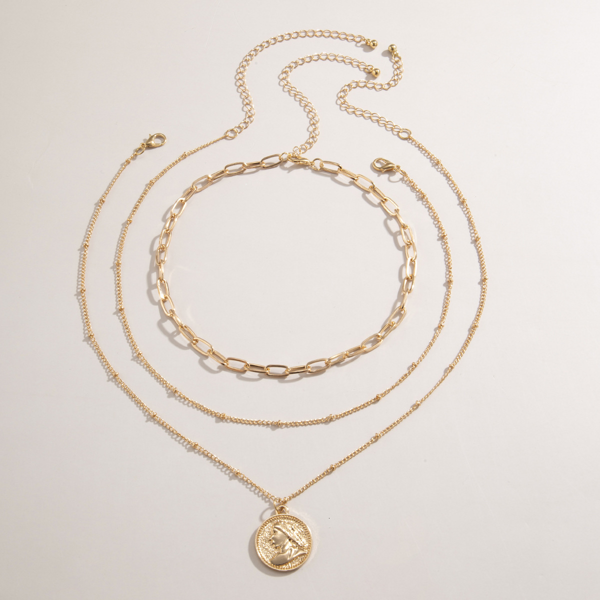 designer Creative Accessories Punk Portrait Chain Necklace Women's Simple Alloy Set Metal fashion Jewelry