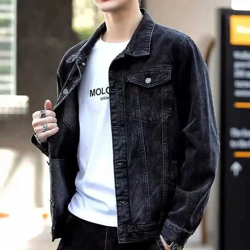Blue Male Jean Coats Button Pocket Mens Denim Jacket Autumn Cowboy G Winter Oversize Branded Size L Outwear Clothing New in Y2k X250213