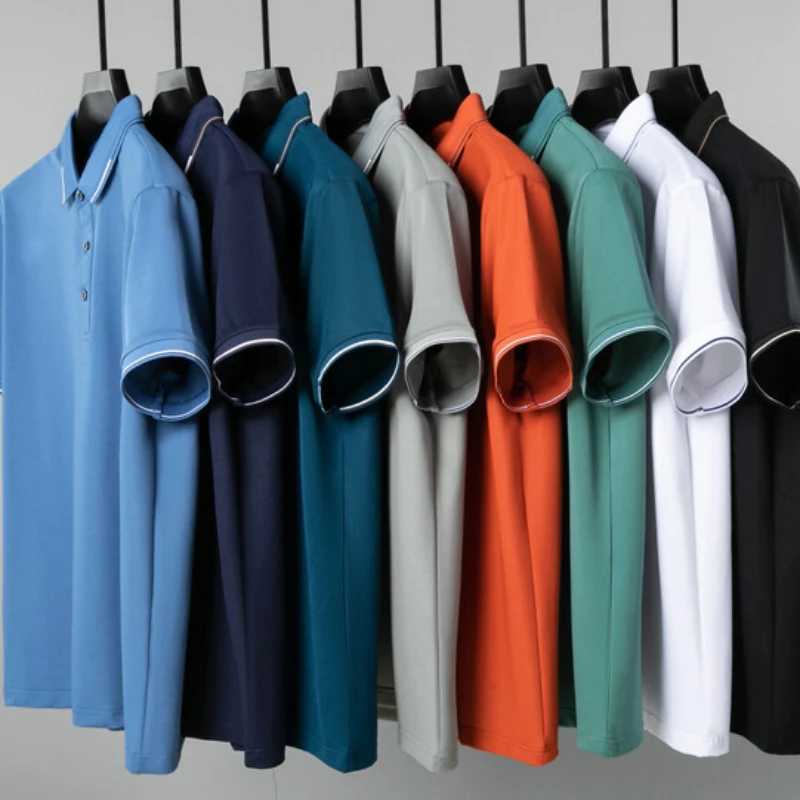 Silk + Cotton Mens Polo New Summer Short-Sleeved T-shirt Luxury Genuine Goods Business Casual Lapels Top X250213