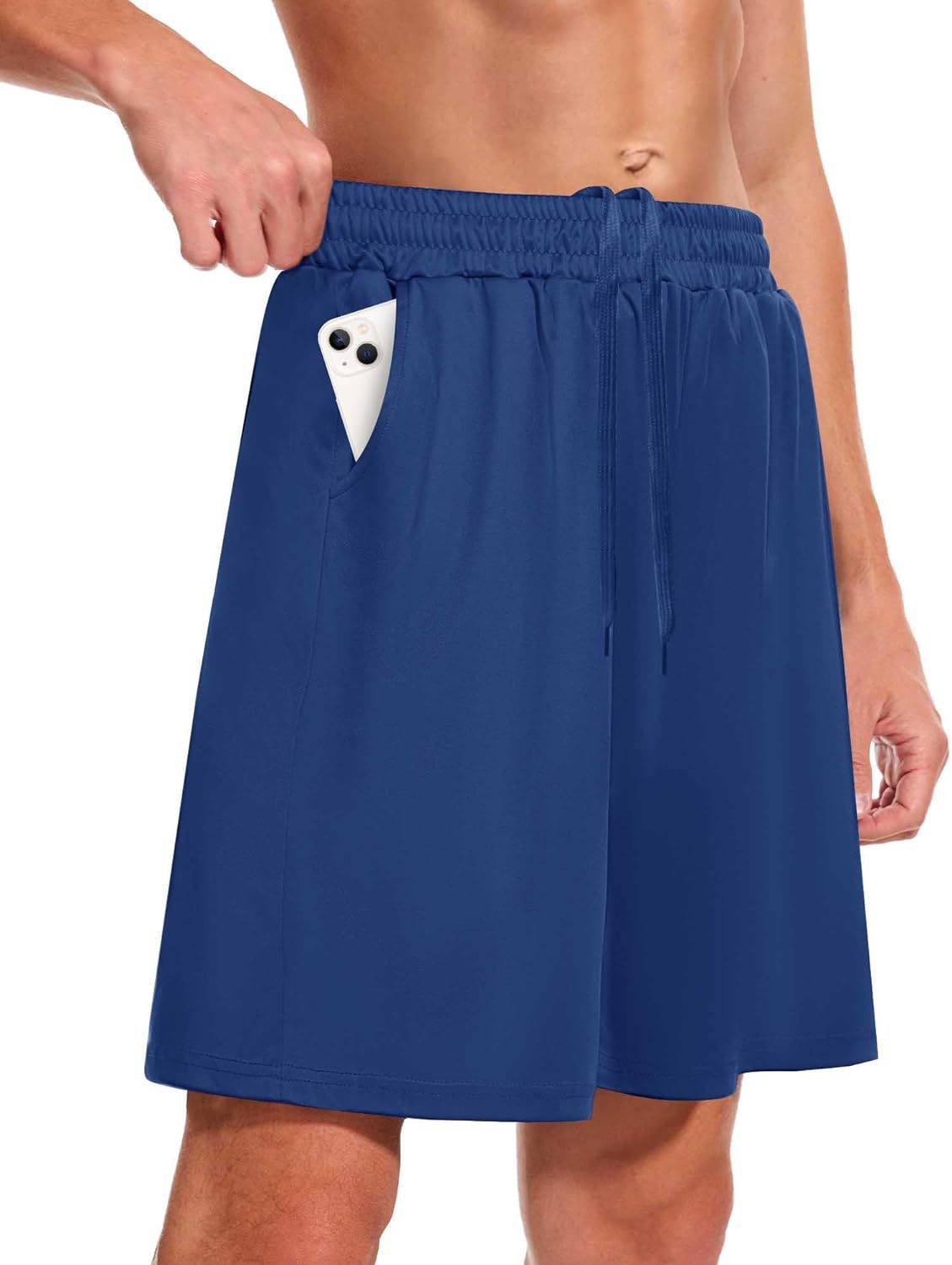 Men Outdoor Shorts Men's Summer Beach Shorts with Elastic Waistband Pockets for Fitness Running Solid Color Loose Fit Wide Leg