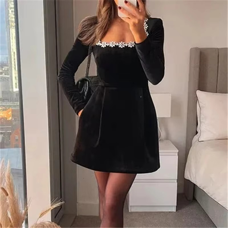 Red Veet Mini Rhie Fairy Short For Women Vintage Evening Womens Dresses Long Sleeve Dress Woman