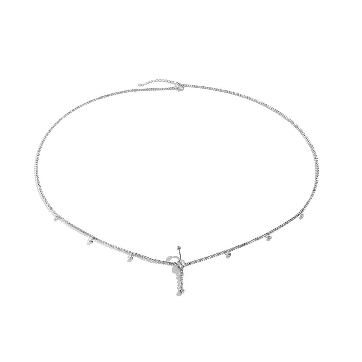 fashion Jewelry personality simple and fashionable micro inlay body sexy rhie tassel geometric designer waist chain