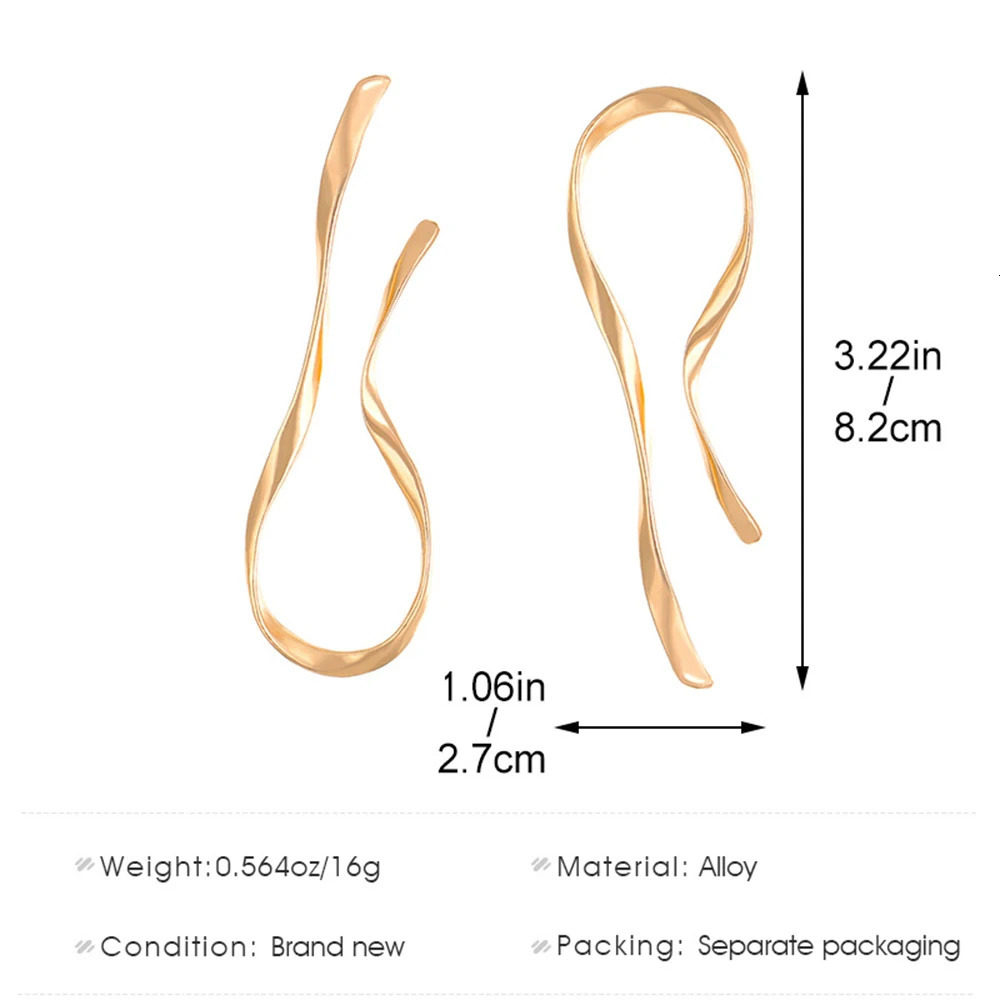 Exaggerated Irregular Line Large Pendant Earrings for Women Minimalism Asymmetric Distortion Personalized Accessories Fashion Jewelry 250210