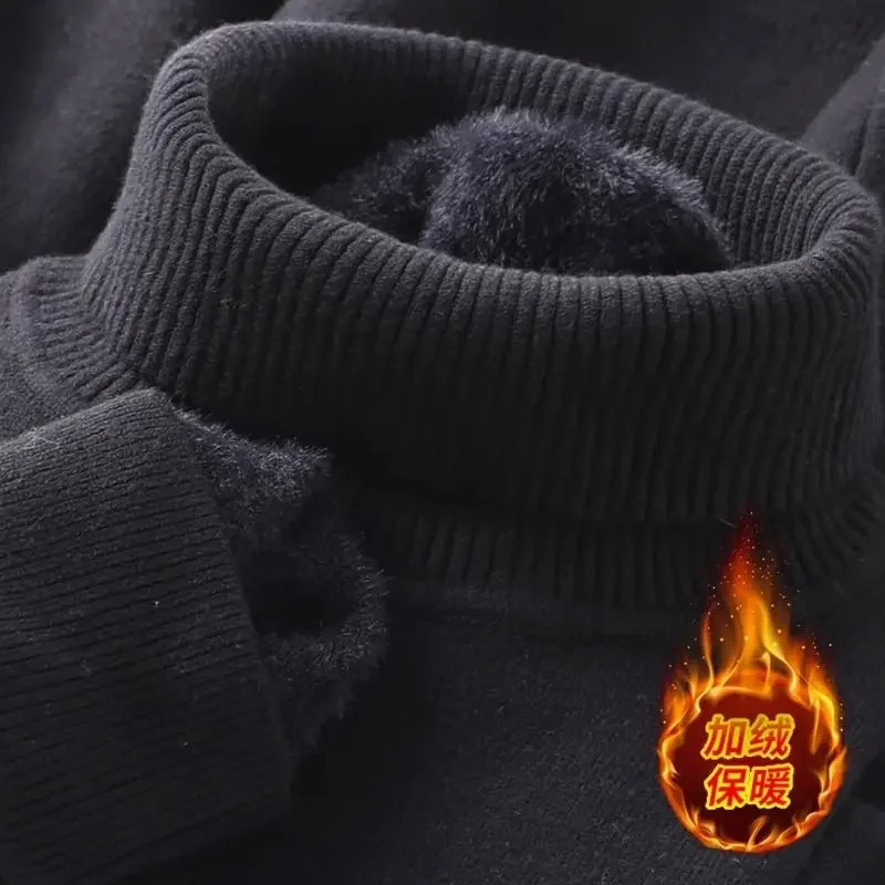 Mens one-piece wool turtle neck knitted sweater high neck with floral mens wool lining lightweight ribbed solid shirt sweater 250211