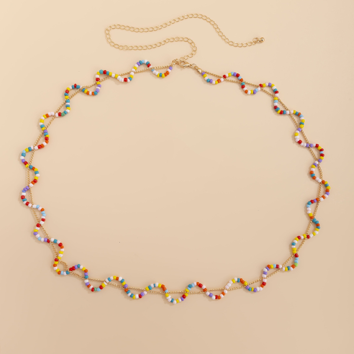 Ethnic Style Colorful Rice Beads Woven Sexy Tassel Woman Belt Body Simple Acrylic Love Waist Chain
