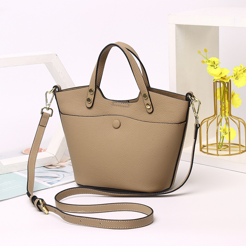 Bag Light Luxury Women's Genuine Leather Bucket Bag, High-End Feel, Large Capacity, Can Be Slung Diagonally, Handbag, Niche Daily Matching Bag