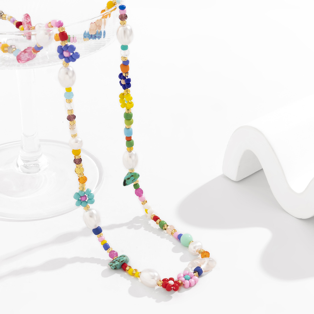 fashion Woman Jewelry mix and match, turquoise imitation pearl collarbone chain, niche design, daisy necklace for women