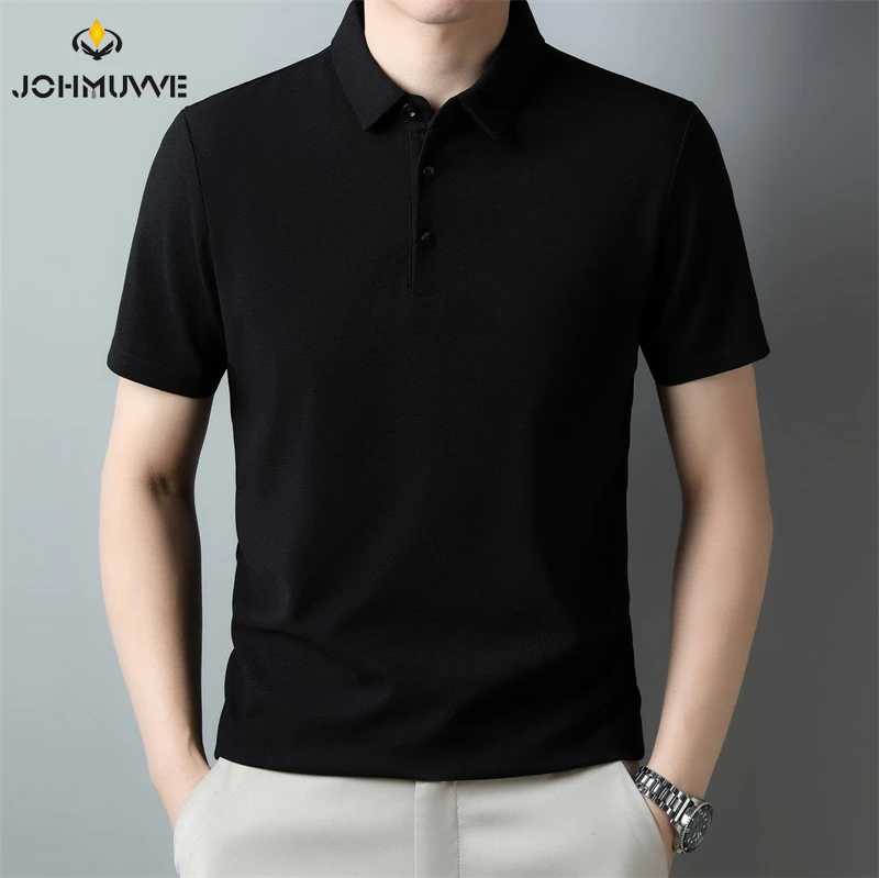 Mens Fashion Waffle Solid Short Sleeved Polo Shirt Summer Breathable Comfortable Top X250213