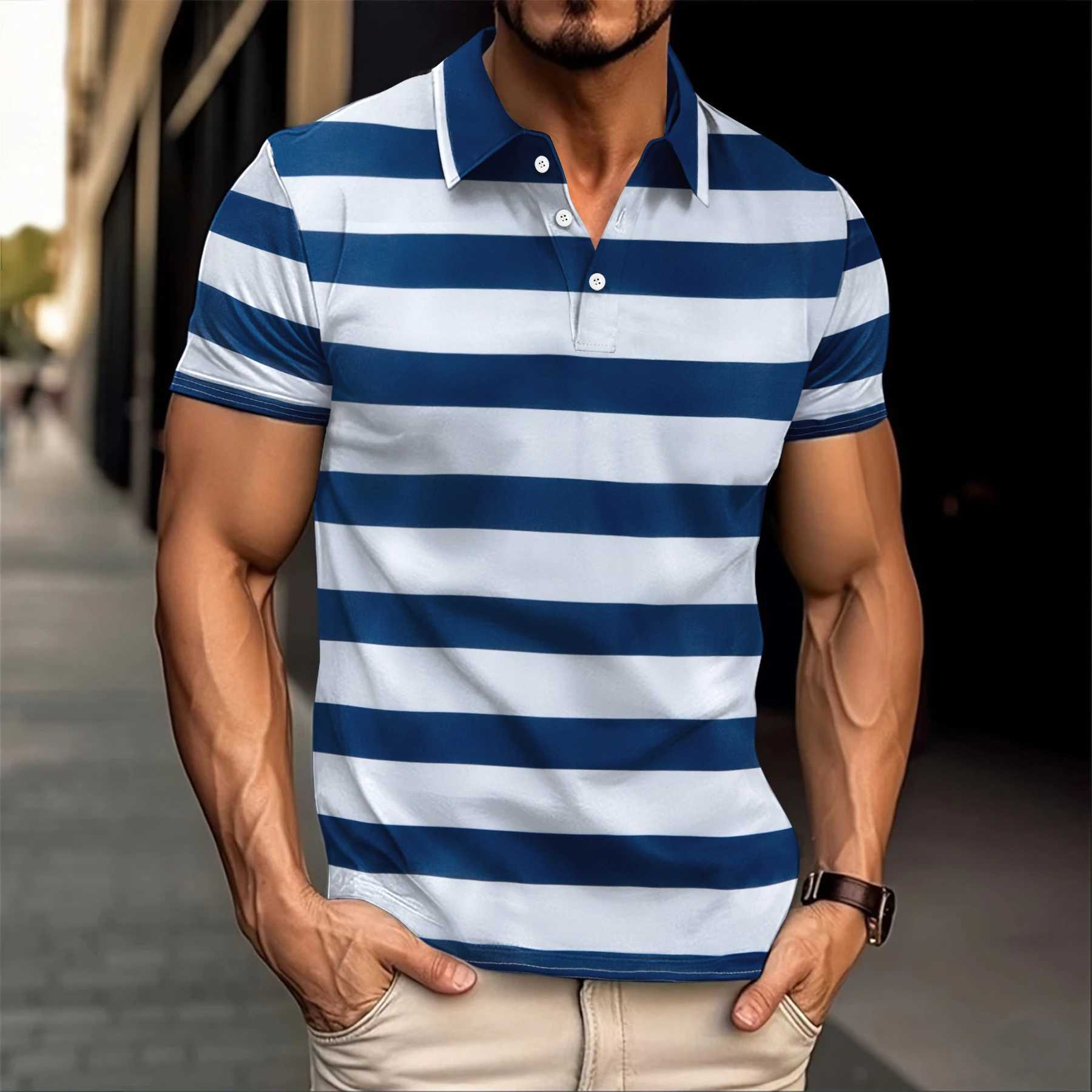 Mens Casual Business Fashion Sports Breathable Lapel Polo Shirt Summer Business Casual outing Mens Short Sleeve X250213