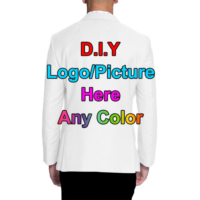 Customized Wholesale Mens Blazers Fashion Suit DIY Your Coat Casual Slim Fit Blazer 3D Print Jacket Men Drop 250210