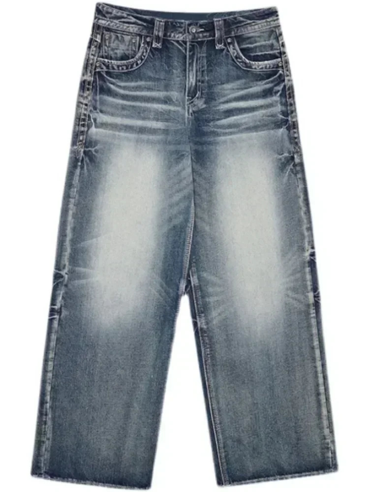 HOUZHOU Y2k 2000s Vintage Baggy Jeans Woman Harajuku Streetwear Oversize Denim Pants Korean Style Gyaru Grunge Hip Hop Trousers 250121