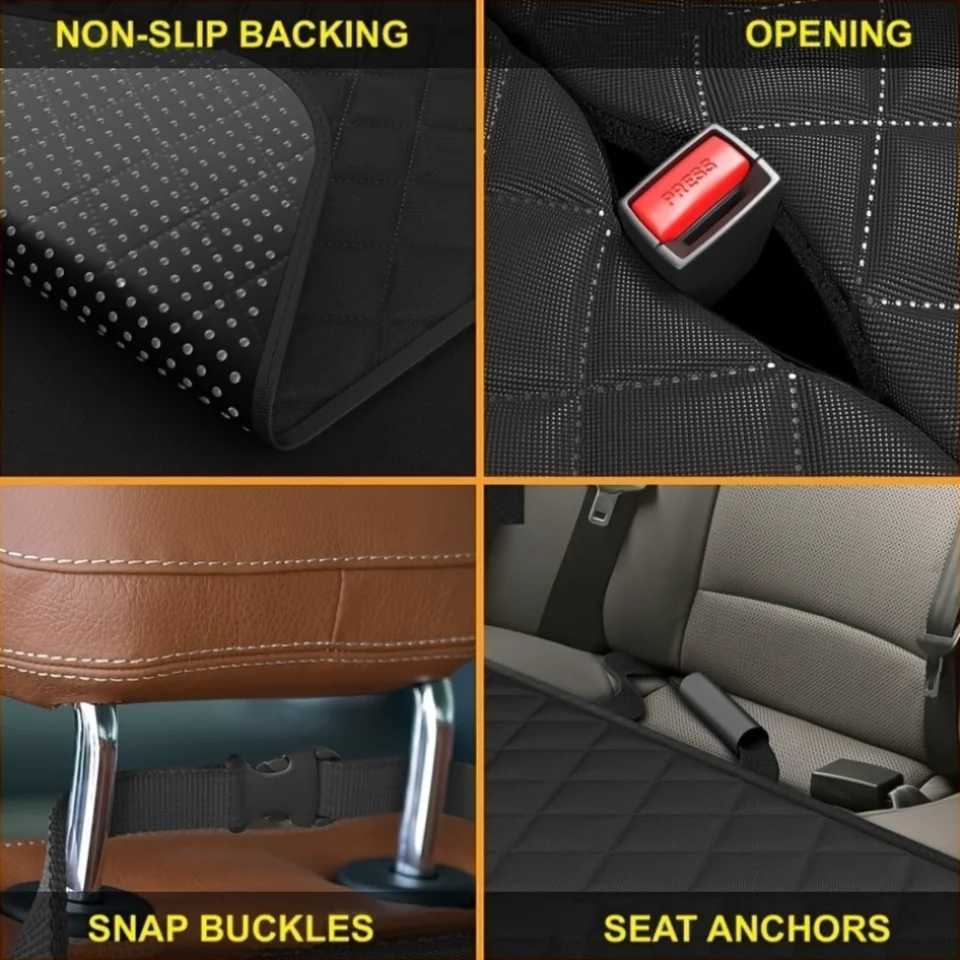 Dog Car Seat Covers Universal pet car seat cover with side flaps - waterproof pendant and bench style for rear seat protection - durable anti slip V-s