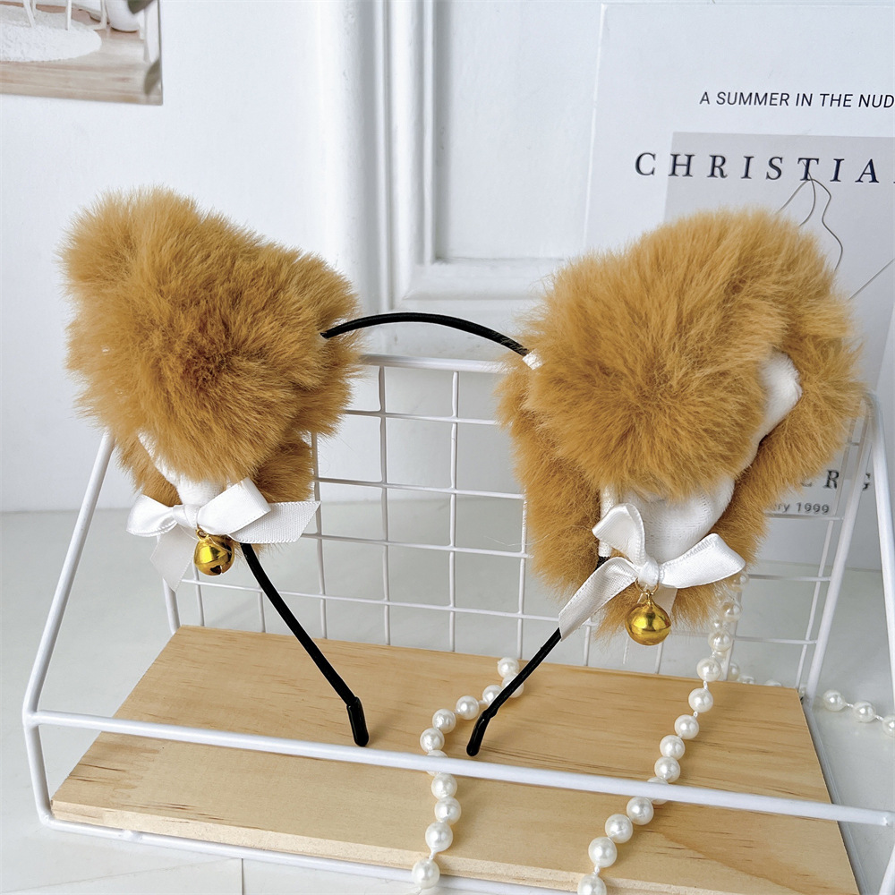 Cute Furry Cat Ear Headband with Bell for Fall Winter - Anime Character Cosplay Accessory
