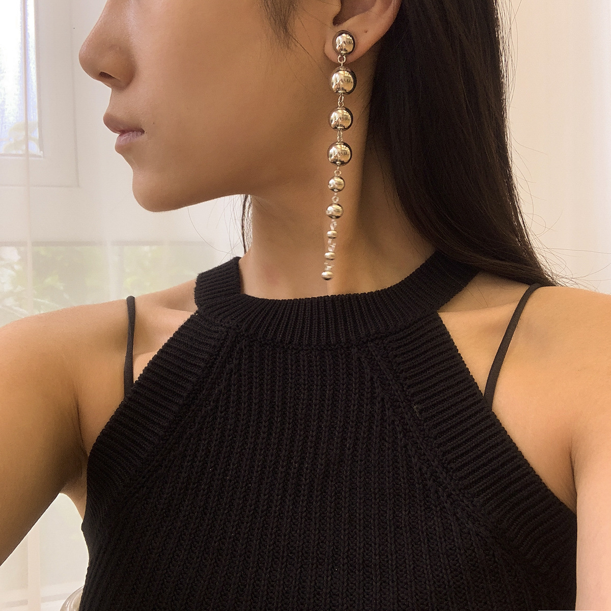 Female fashion Personalized Geometry Trendy Size Bead Earrings Metal Beads designer New Ear Accessories