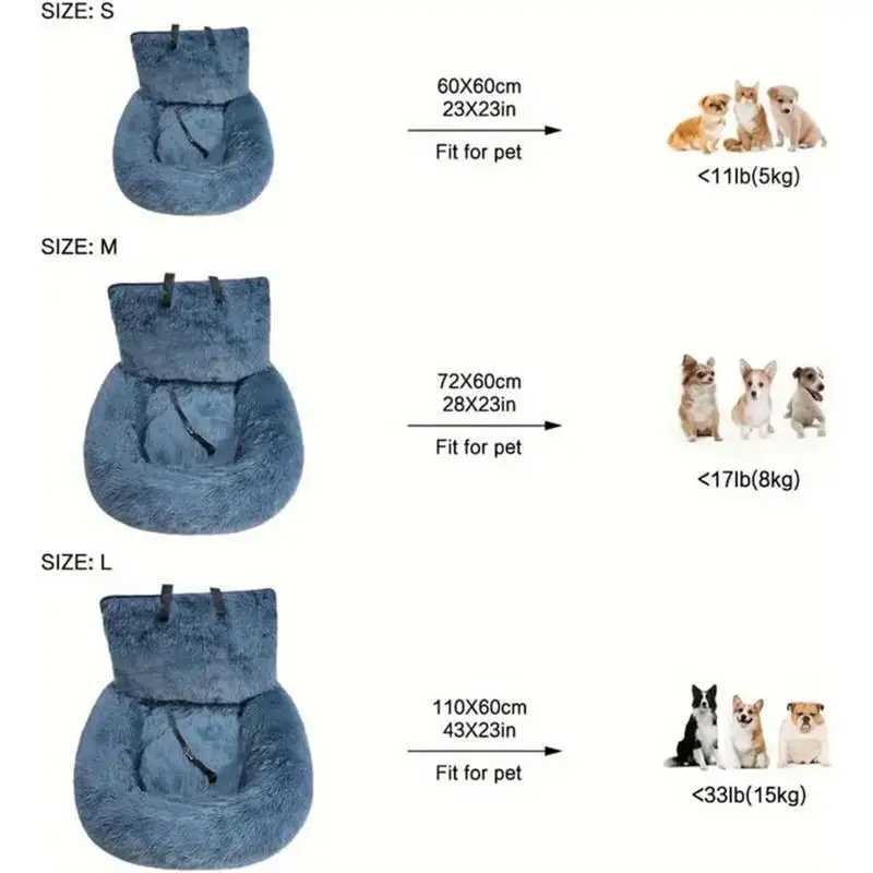 Dog Car Seat Covers Winter Warm Detachable Dog Booster Seat Soft Cotton Dog Travel Bed Car Rear Seat Dog House Plush Pet Mat H250211