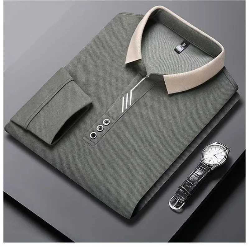 2024 Cotton Long Sleeved M-4XL Autumn and Winter Fashion Brand Lapel Shirt Mens Youth Warm Polo Shirt Top Simple Collar T-shi X250213
