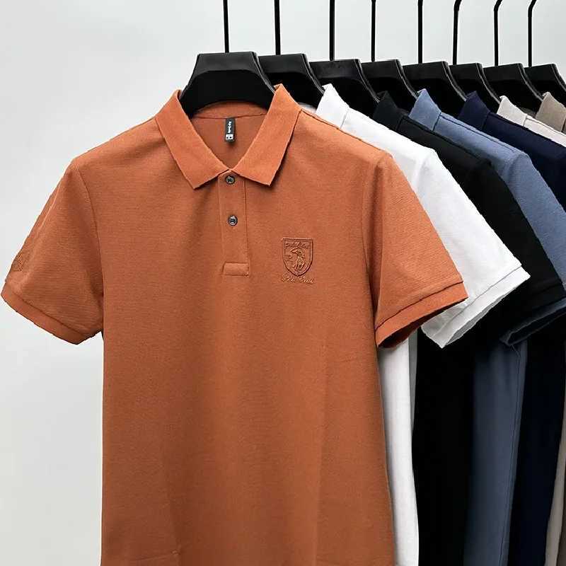 Light Luxury brand lapel mens short sleeved high-quality summer clothing fashionable shield embroidery mens T-shirt fashionable polo shirt X250213