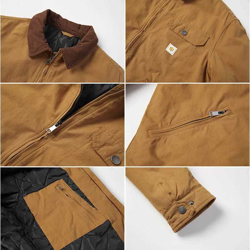 Mens winter cotton jacket warm bedding lining cargo work jacket casual lapel truck jacket X250213