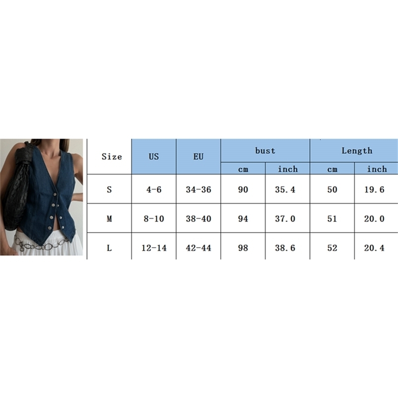 Women Vintage Sleeveless V Neck Button Waistcoat Ladies Solid Color Jean Outwear Vest Jacket Outfits Casual Slim Denim Top 250122