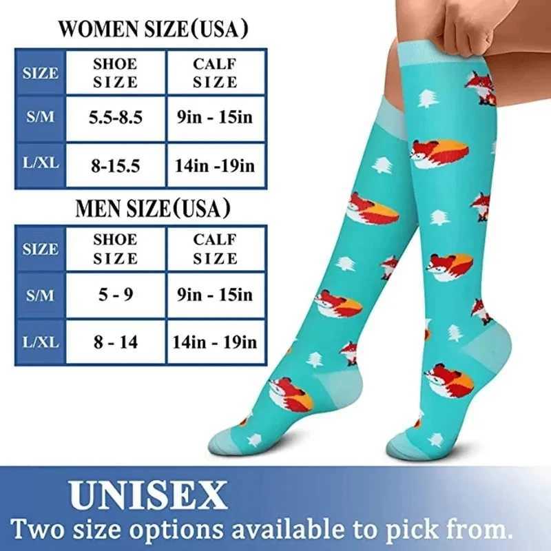 Compression Socks 20-30mmhg Striped Animal Long Tube Socks Varicose Veins Anti Fatigue Men Women Outdoor Rugby Bike Sports SocksXJ250213