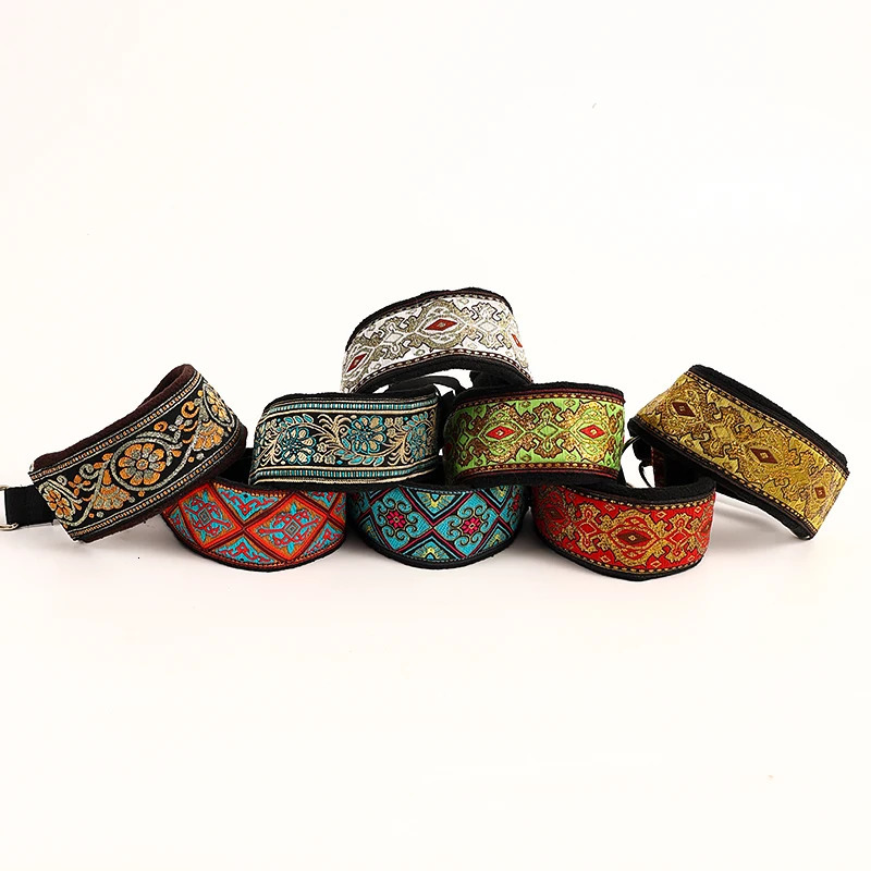 Comfortable soft cosy elegant whippet Italian Greyhound martingale collar Width5.5cm Gold/silve/red/green 250213