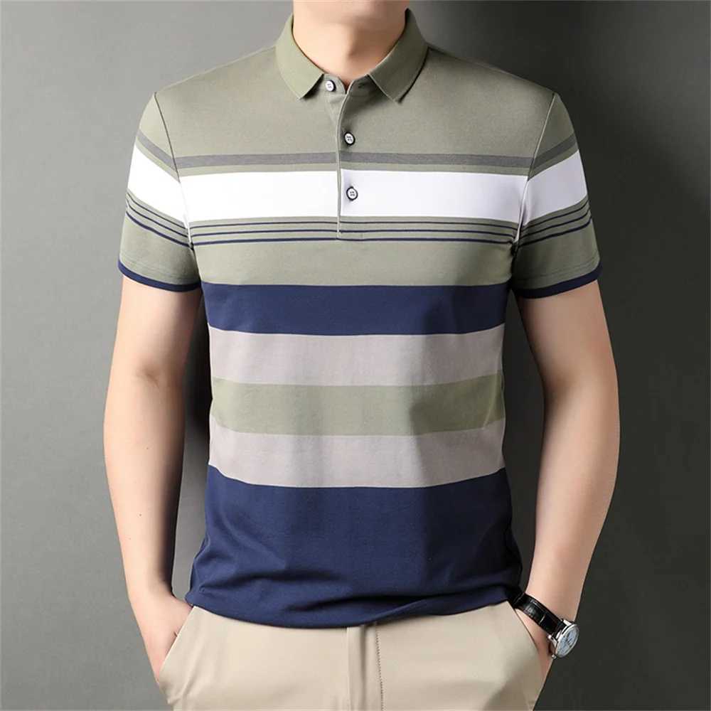 Top Grade Yarn-dyed Process Casual Luxury Polo Shirt For Men Summer Stripped Short Sleeve Fashions Tops Men Clothing Summer X250213