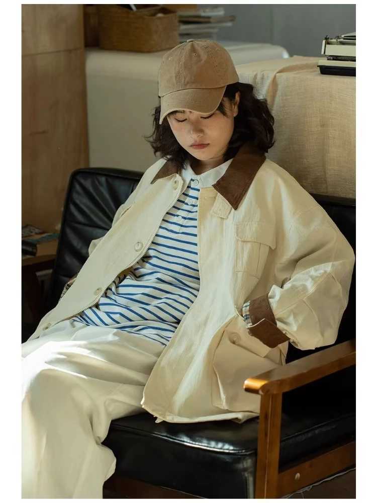 Vintage Cargo Jacket Men Women Solid Color Multi-pocket Loose Coat Harajuku Lapels Color-blocke Casual Jacket Spring Unisex Tops X250213
