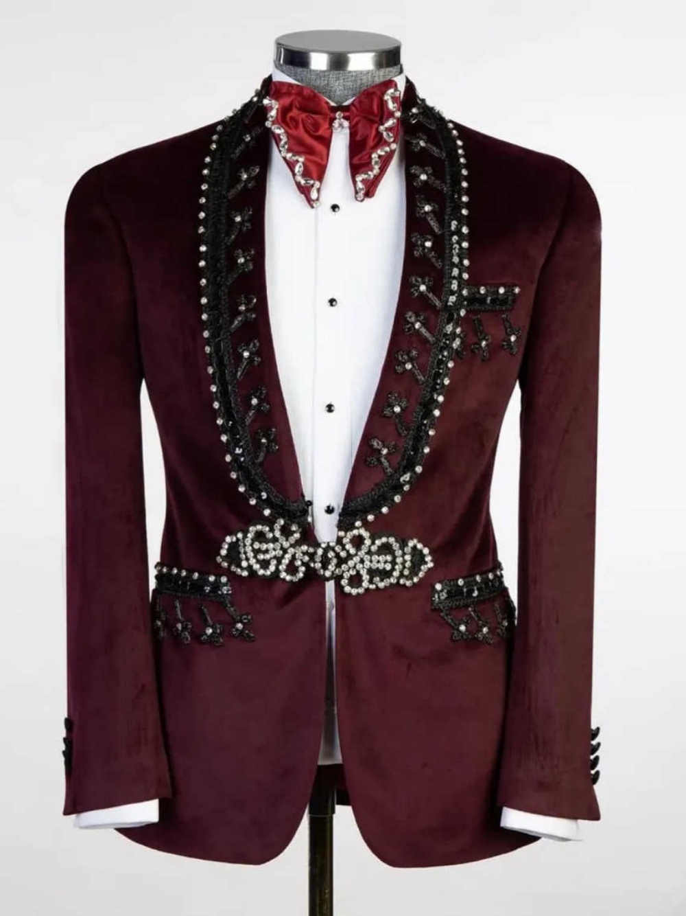Luxury Wedding Tuxedos Beaded Appliques Double Breasted Men Suits Shawl Lapel 1 Piece Set Jacket Business Groom Blazers Customized