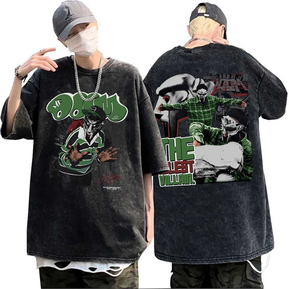 Washed Vintage Rapper Mf Doom Madvillainy The Illest Villains Graphic T-shirt Men Casual Oversized Tshirt Male Hip Hop Trend T X250213