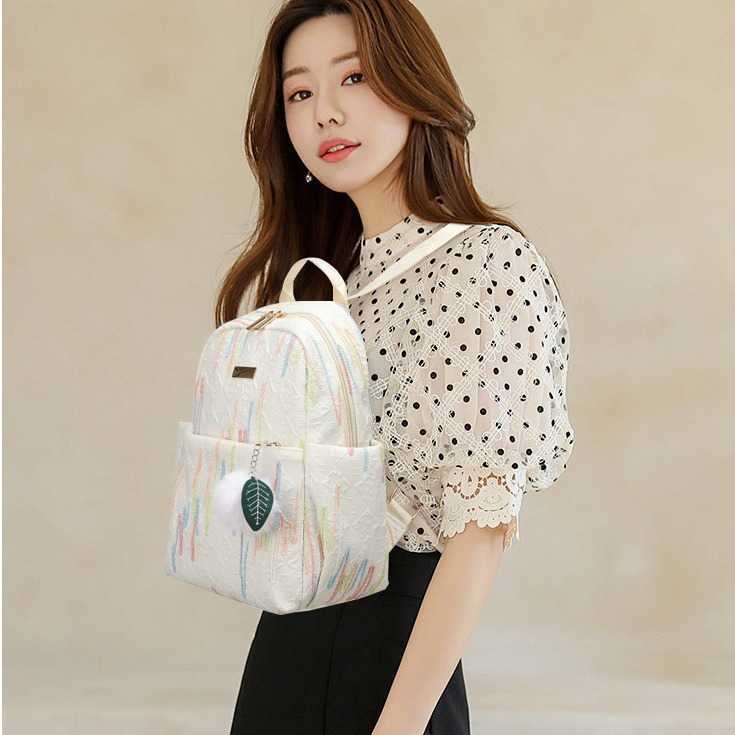 Spring and summer new Oxford spinning small fresh backpack college embroidered large capacity womens backpack
