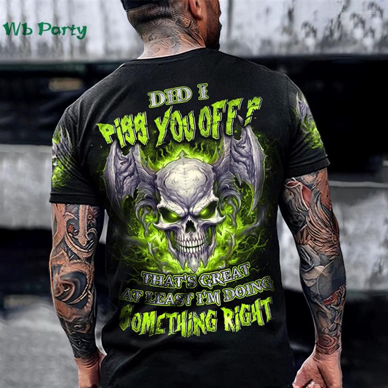 Men's T Shirts Skull Pattern Back Print Clothes Men Graphic Tees Summer Designer Short Sleeve Tee