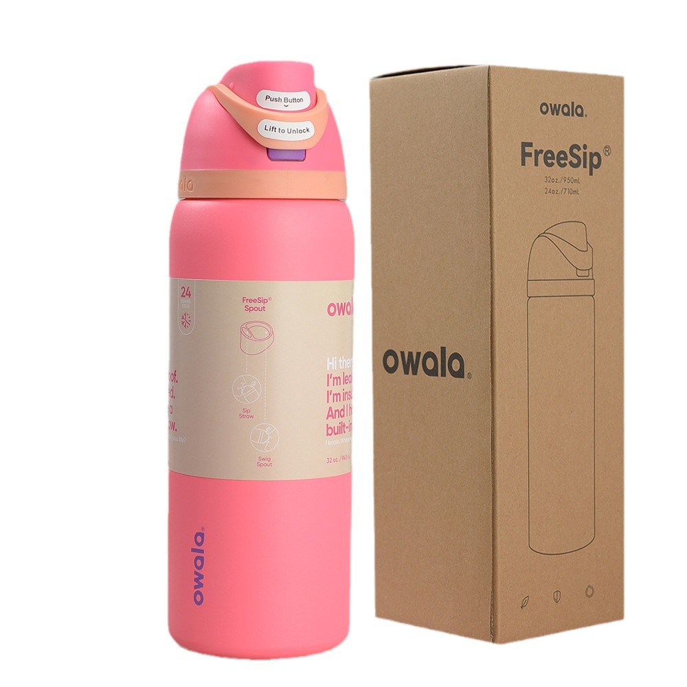 Owala FreeSip Water Bottles Insulated Stainless Steel Tumblers with Straw for Sports Travel Mugs School Sports Water Bottles 24oz 32oz 0213