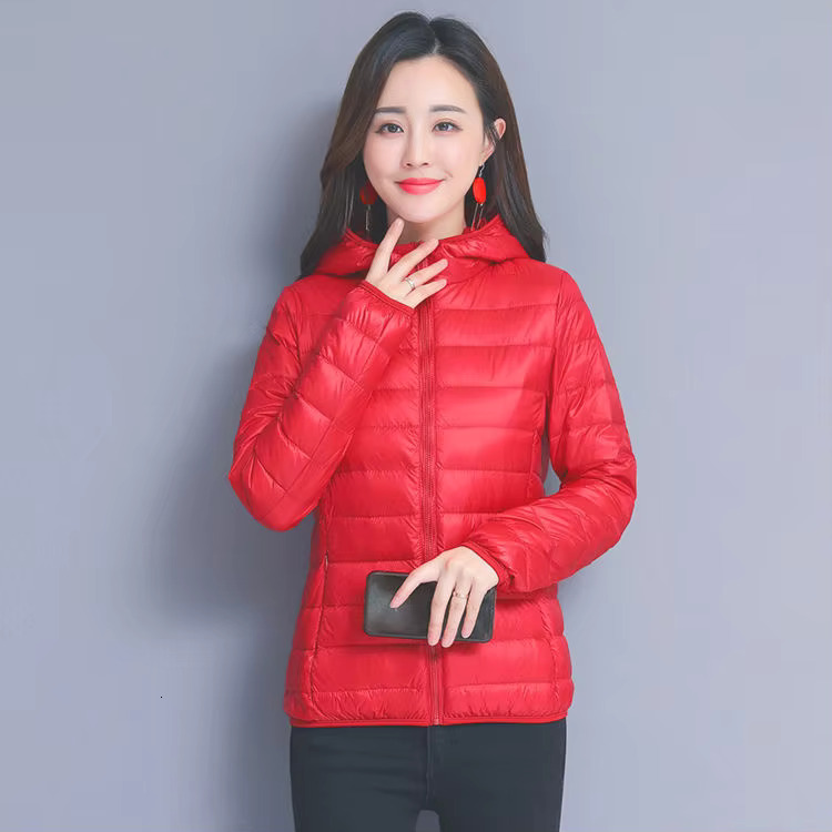 Winter Women Ultralight Thin Jacket White Duck Down Hooded Jackets Long Sleeve Warm Coat Parka Female Portable Outwear ddmymarket
