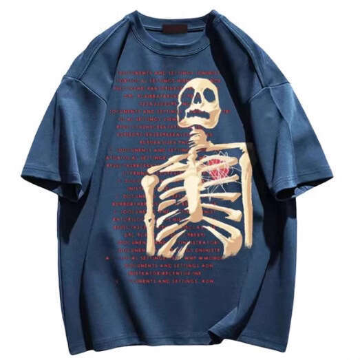 Loose casual versatile personalized street fashion printed skull loose T-shirt