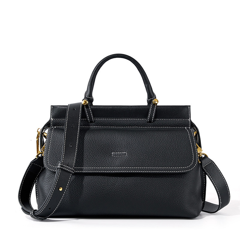 Bag Head Layer Cowhide Bag For 2024 New Genuine Leather Women's Crossbody Messenger Bag, Commuting Large Capacity Single Shoulder Briefcase