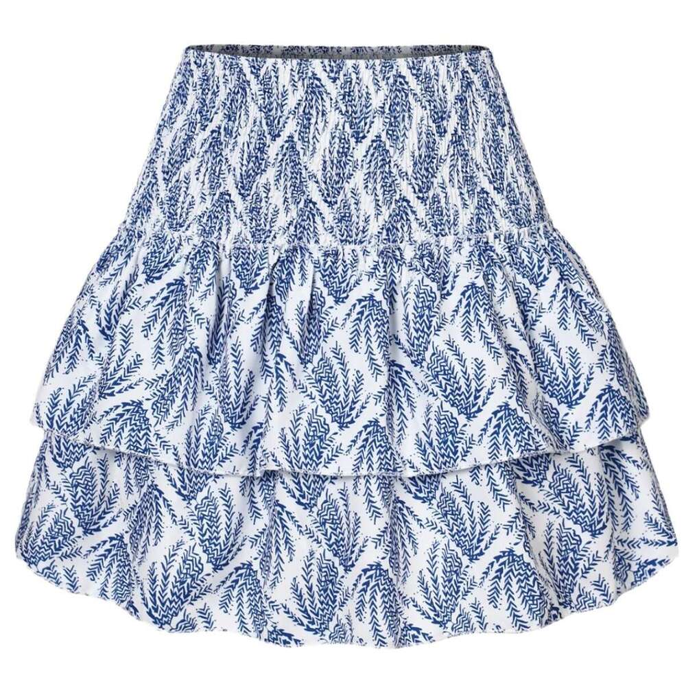 2025 European and American women's half pleated ruffle edge printed fashionable ral short skirt new casual fashion trend clothing