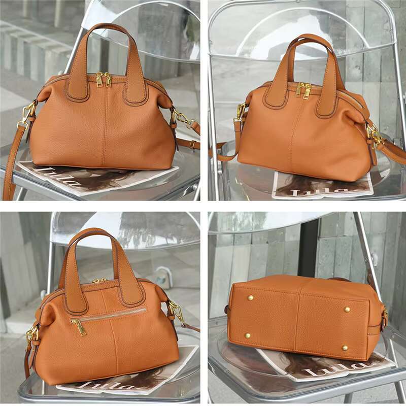Hifashion 100% Cowhide Genuine Leather Handbags For Women 2024 Trend Designer Wide Strap Pillow Ladies Shoulder Crossbody Bags