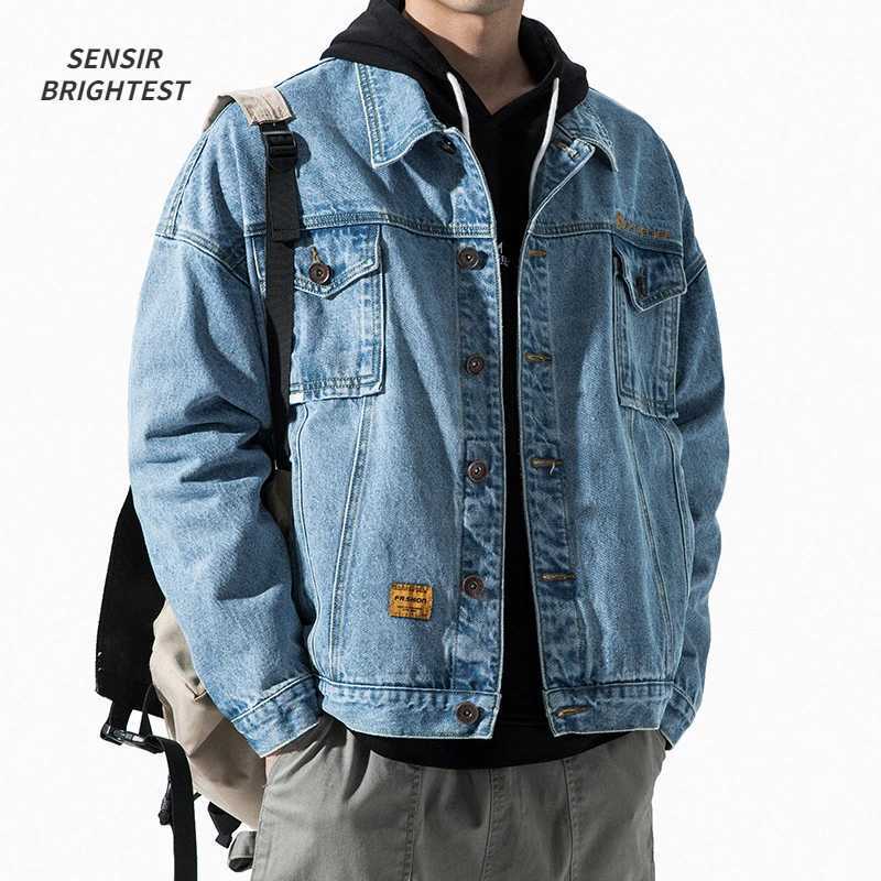 Denim Jacket Mens Spring And Autumn Fit Loose Large Size Workwear Washed Tannin Casual Jacket X250213