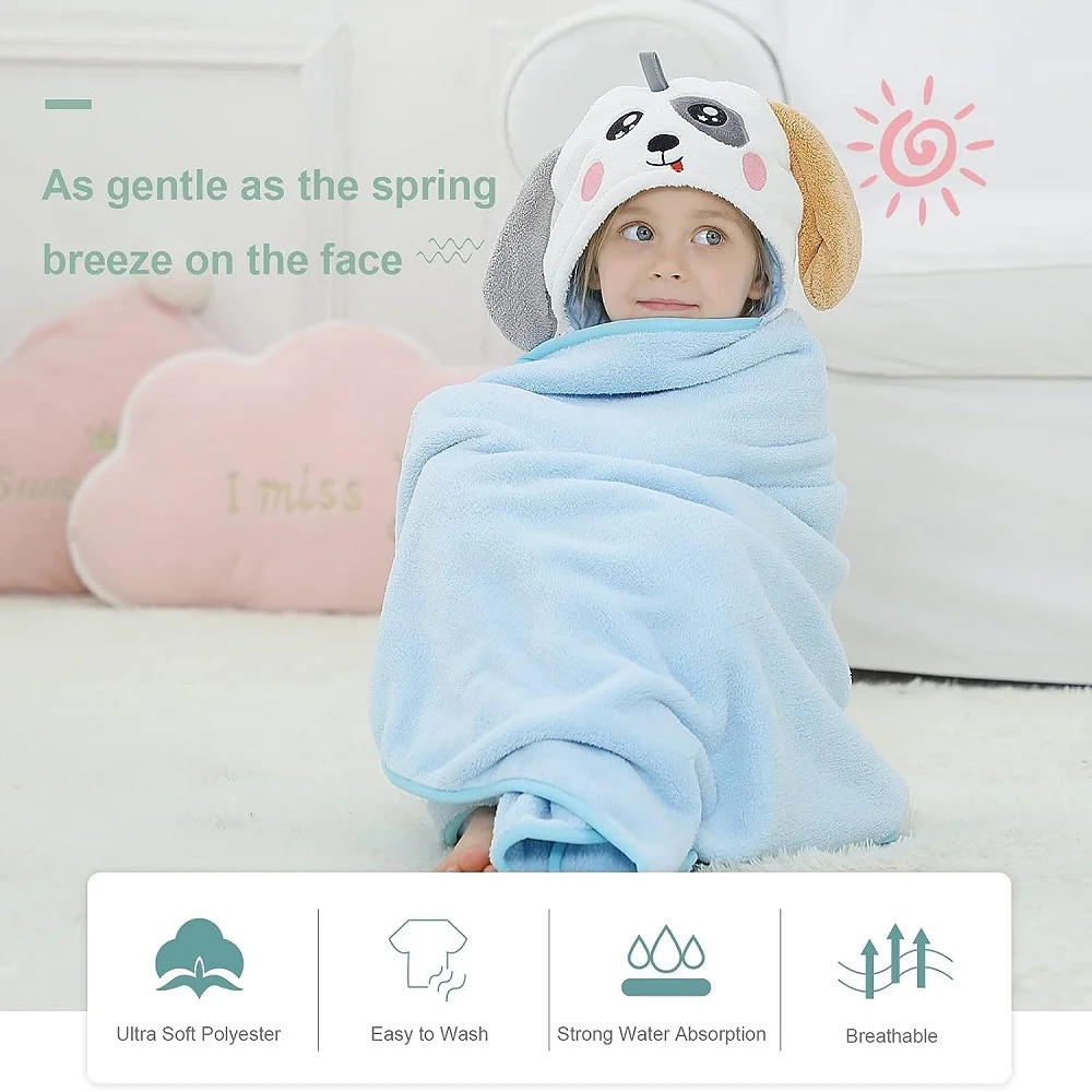 MICHLEY Unisex Cute Hooded Bath Baby Towel Hood born White Bathrobe Shower For Kids Boy Girls Animal Face Infant Blanket 0-9T 250226