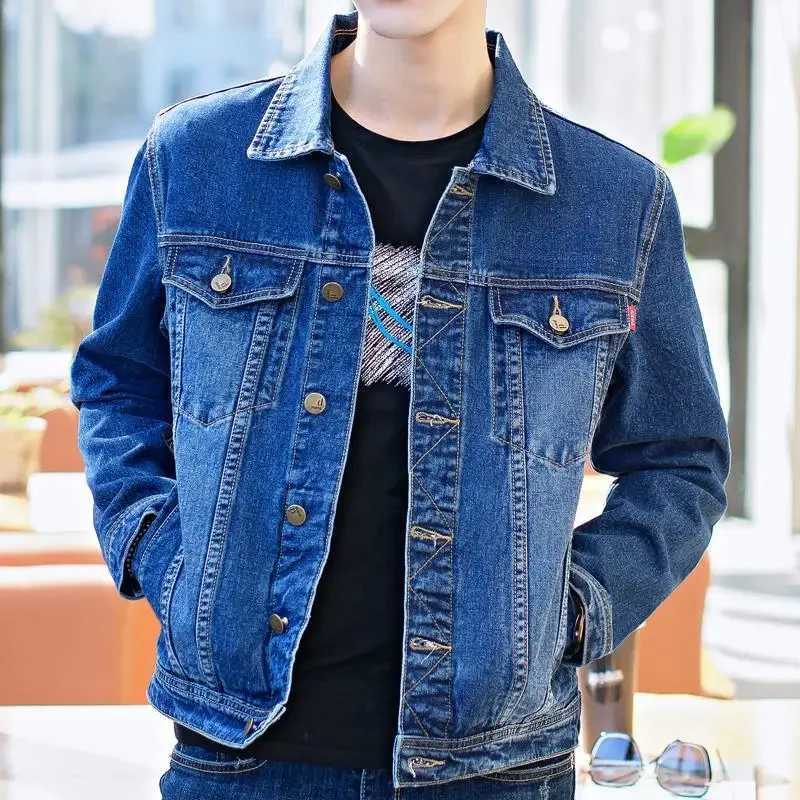 Denim Jackets Man Black Short Jeans Coat for Men Casual Slim Button G New in Korea Winter Oversize Size L Outwear Large X250213