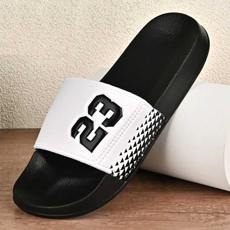 New mens beach slide sandals flip cover summer slide mens large-sized shoes lightweight indoor slide Y250213