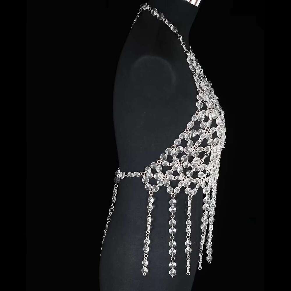 Sexy Body Jewelry Bikini Crystal Tassels Chest Party Waistcoat Makeup Dance Lumbar Chain Underpants Bra Beach Dress